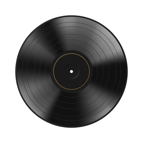 Realistisk Svart Vinylskiva Isolerad Vit Bakgrund Förlöjliga Dig Mörk Etikett — Stock vektor