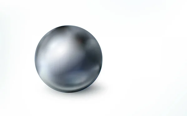 Esfera Metálica Realista Aislada Sobre Fondo Blanco Orbe Pelota Brillante — Vector de stock