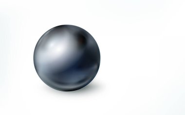 Nikel kaplama ya da oksitlenme, beyaz arka planda izole edilmiş gerçekçi metal küre. Küre. Gri parlak top, krom metalik daire nesne. Vektör illüstrasyonu Eps10.