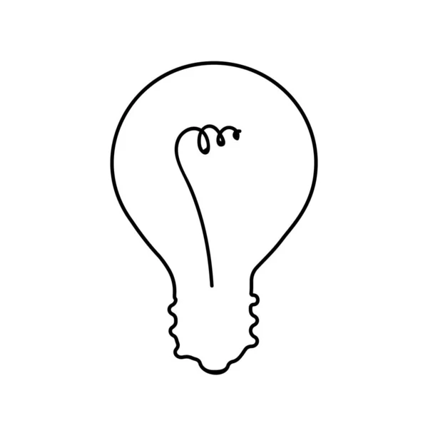 Мінімальна Імітація Чорнила Лампочка Лампа Каракулі Значок Лінії Ізольовано Білому — стоковий вектор