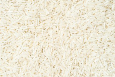 Basmati pirinç dokusu. Üst manzara, yemek arkaplanı.