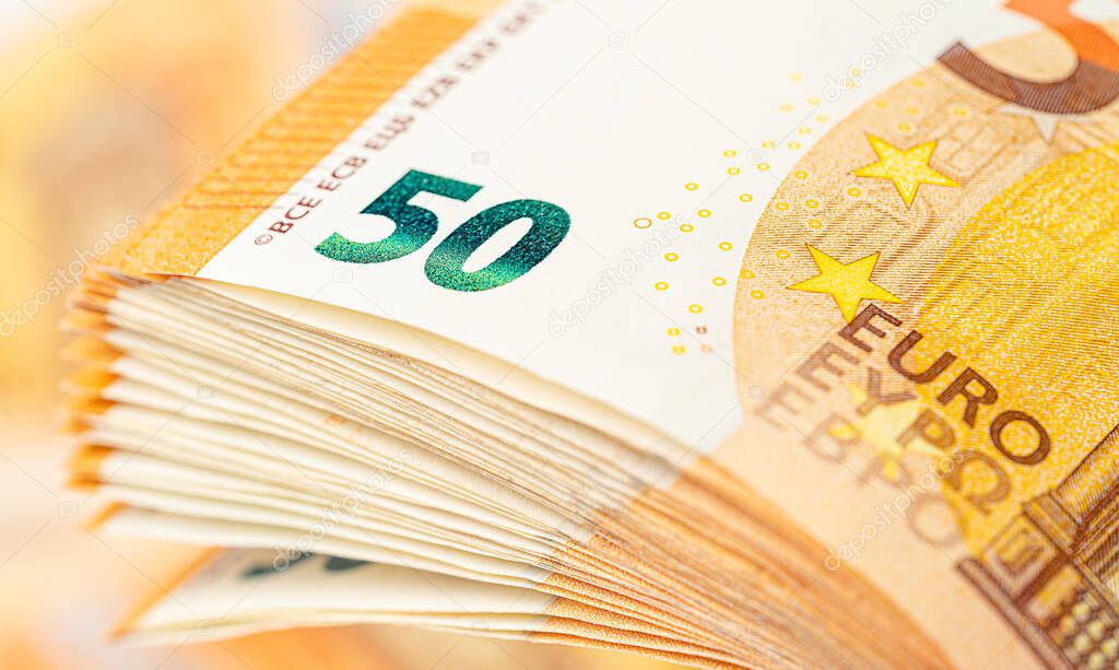 50 euro banknote. Business and finance concept, close up