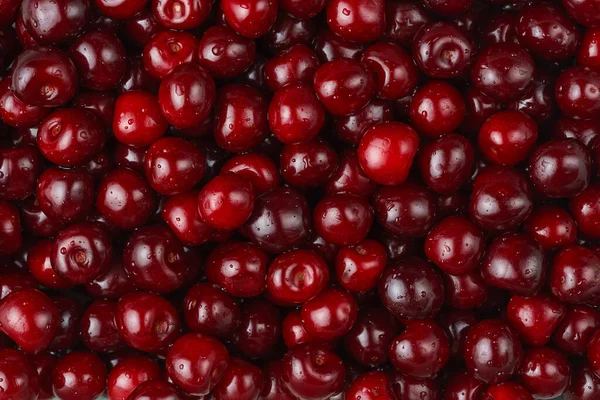 Red Cherries Texture Seasonal Berries Top View Overhead — Stock Photo, Image