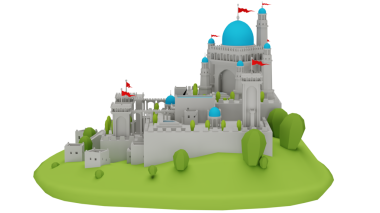 Beyaz bir arka plan üzerinde kale