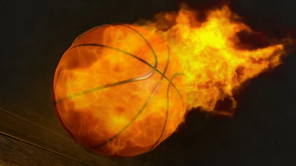 3D illustratie van een brand-basketbal — Stockfoto