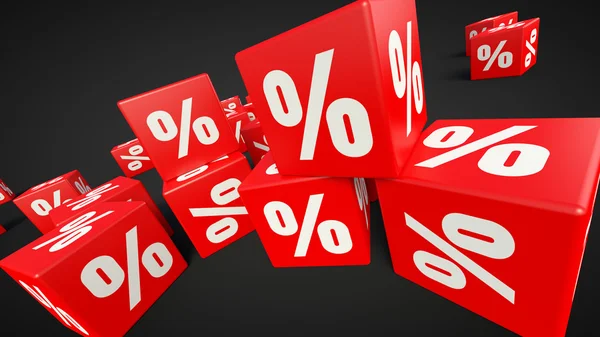 3D gesmolten verkoop illustratie met procent — Stockfoto