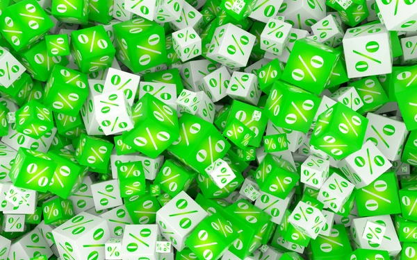 Groene en witte blokjes met percentage teken. Stockfoto