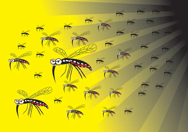 Mosquito en ataque de grupo — Vector de stock