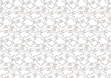 Karikatür tavşan ve bulutlar desen