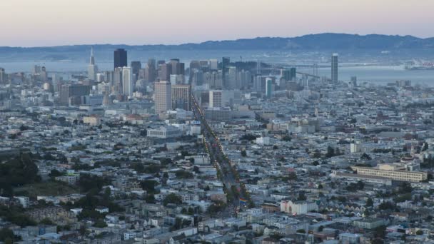 Vista iluminada de San Francisco — Vídeos de Stock