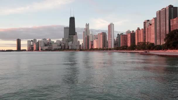 Stadens silhuett i Chicago. — Stockvideo