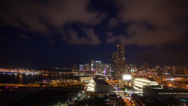 Biscayne Boulevard e o horizonte de Miami — Vídeo de Stock