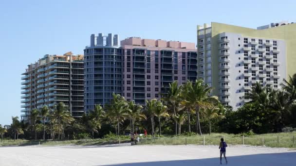 Appartement gebouwen op South Beach, Miami — Stockvideo