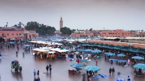Джемаа-эль-Фна ночной рынок, Марракеш — стоковое видео