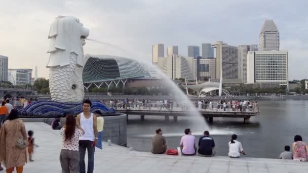 Singapur, fontanna Merlion — Wideo stockowe