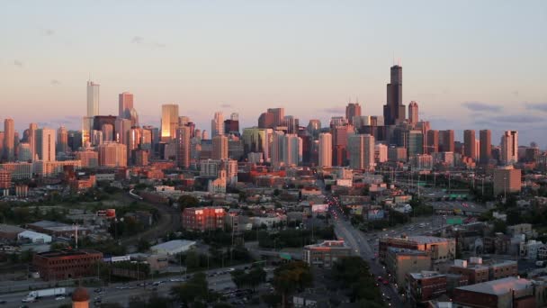 De skyline van de stad van Chicago — Stockvideo