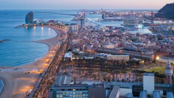 Barcelona stränder och hamn — Stockvideo