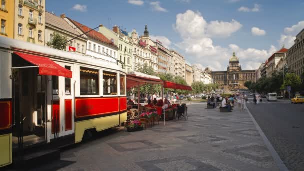 トラムカフェ, プラハ — ストック動画