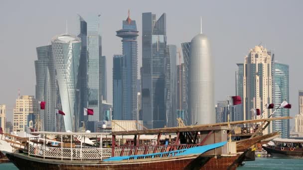 West Bay centrale financiële wijk, Doha — Stockvideo