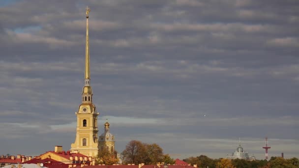 Peter en Paul Fortress op Neva riverside — Stockvideo