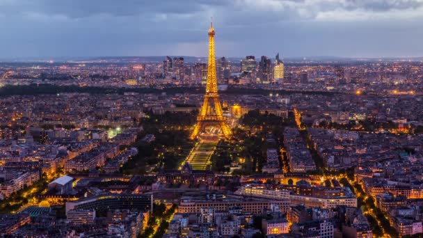 Stadens silhuett och Eiffeltornet, Paris — Stockvideo