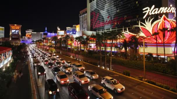 Strip en la noche, Las Vegas — Vídeo de stock