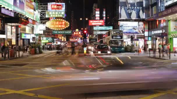 Přechod pro pěší na Nathan Road, Hongkong — Stock video