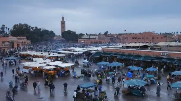 Джемаа-эль-Фна ночной рынок, Марракеш — стоковое видео