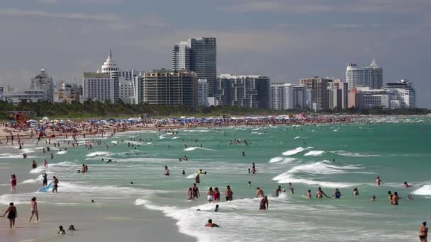 Ludzi, relaks na plaży w Miami — Wideo stockowe