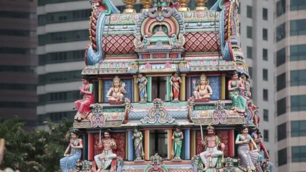 Gopuram του Σρι Mariamman ναού στη Σιγκαπούρη — Αρχείο Βίντεο
