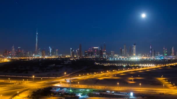 Dubai skyline con el Burj Khalifa — Vídeos de Stock