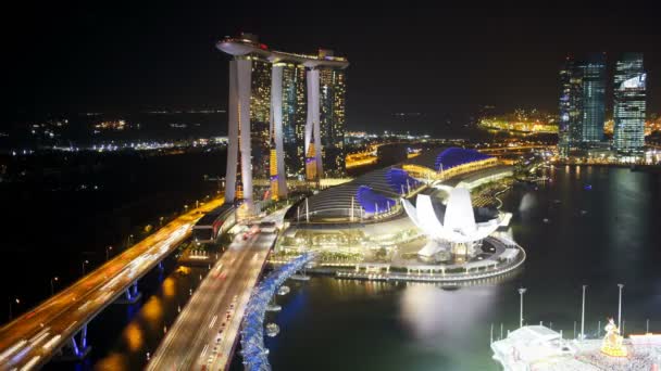 Verlichte Helix Bridge, Singapore — Stockvideo