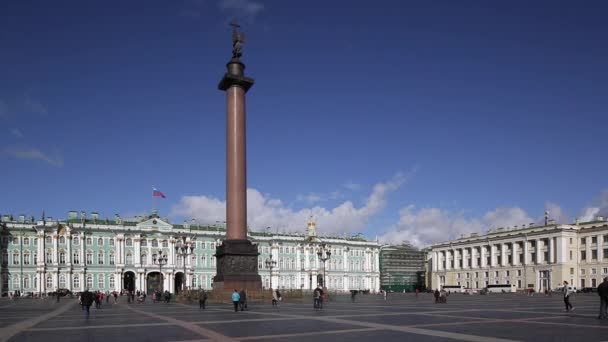 Columna Alejandro y Palacio de Invierno, San Petersburgo — Vídeos de Stock