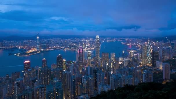 Victoria harbour en stad skyline, hong kong — Stockvideo