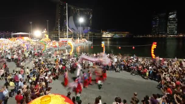 Çin Yeni Yılı kutlamaları için dans ekran, Singapur — Stok video