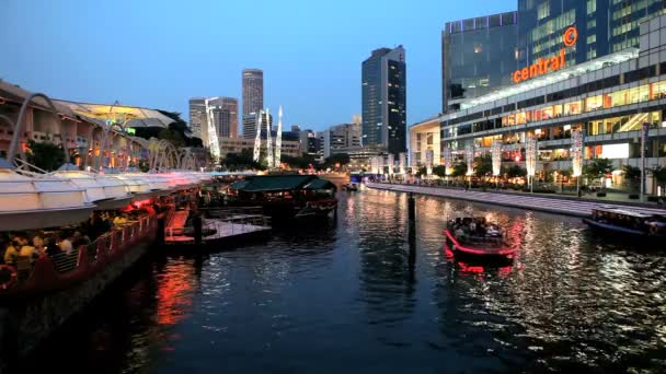 Clarke Quay entertainment district, Singapore — Stockvideo