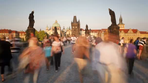 Karlsbron i Prag — Stockvideo