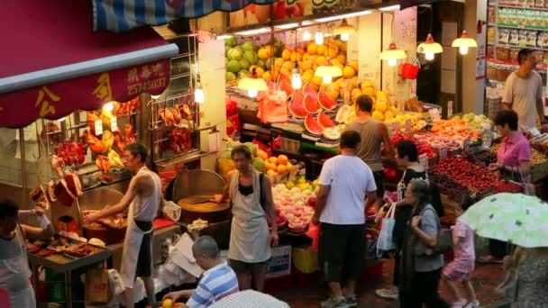 Geschäftige Marktstraße, hong kong — Stockvideo