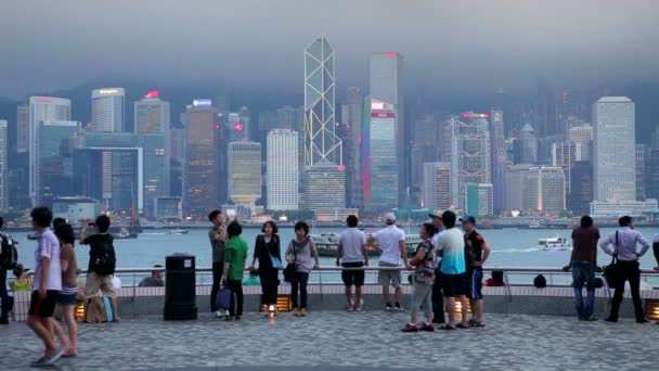 Hong Kong Skyline alkonyatkor — Stock videók