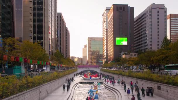 Cheonggyecheon Stream, Seoul — Stockvideo