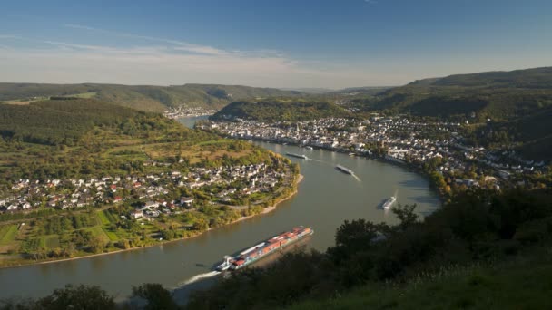 Boppard och floden Rhen, Tyskland — Stockvideo