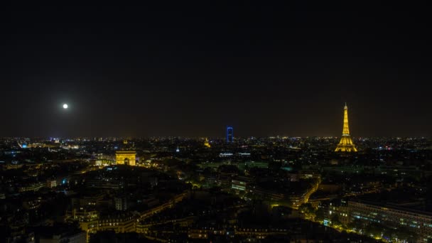 Moonrise sobre a Paris — Vídeo de Stock
