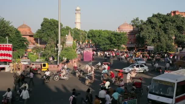 Traffico vita di strada nella città di Jaipur — Video Stock