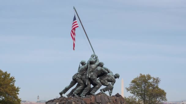 Estátua de Iwo Jima US Marine Corps Memorial — Vídeo de Stock