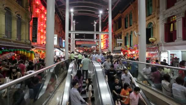 Marché nocturne occupé, Singapour — Video