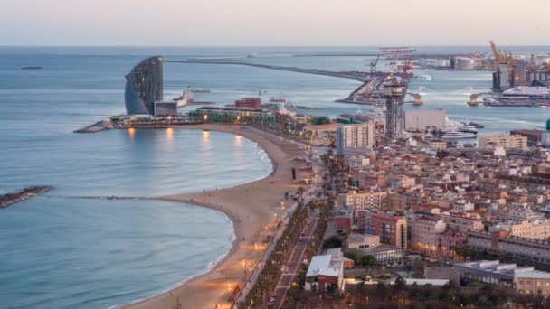 Barcelona stränder och hamn — Stockvideo