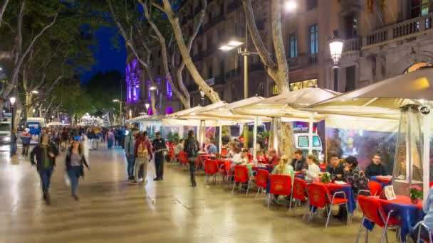 La Rambla wandelen straat, Barcelona — Stockvideo