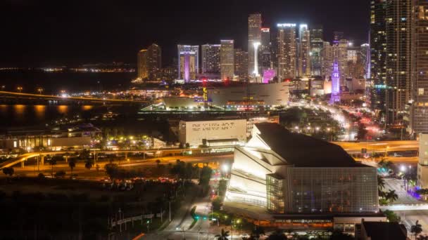 Biscayne Boulevard och horisonten av Miami — Stockvideo