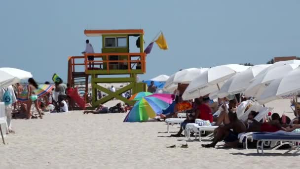 Хижина Lifeguard в стиле ар-деко на Майами-Бич — стоковое видео