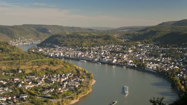 Boppard och floden Rhen, Tyskland — Stockvideo